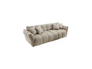 Canapé droit mooni 3 places - tissu bouclette beige champagne - 260x102cm