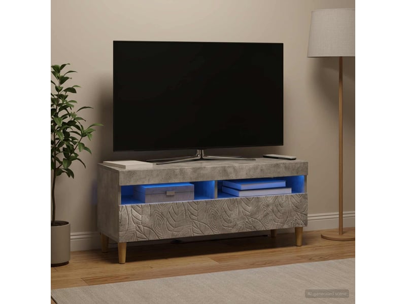 Meuble tv - banc tv - meuble de rangement led gris béton bois d'ingénierie - Conforama B