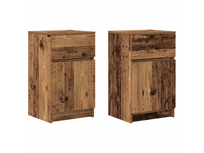 Lot de 2 tables de chevet - cabinet de chevet - table de nuit vieux bois 39x35x65 cm bois d'ingénierie - Conforama A
