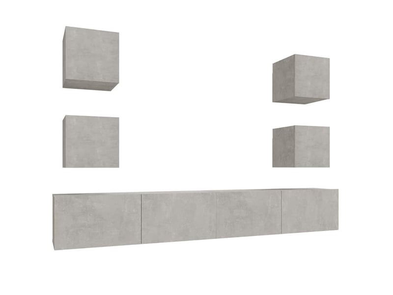  Ensemble de meubles tv 6 pcs gris béton bois d'ingénierie shl67949  - Conforama A
