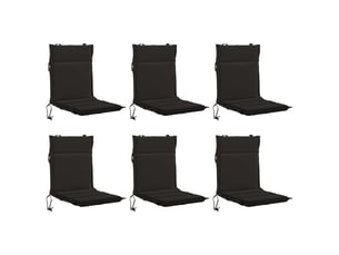 Lot de 6 coussins de chaise à dossier haut gemert noir cf59382