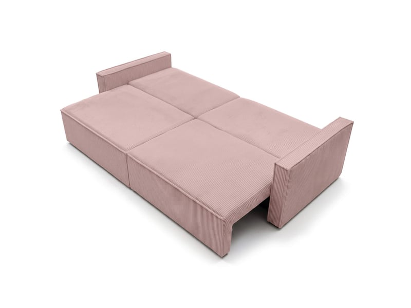  Farah - canapé droit 3 places convertible accoudoirs slim en velours cotelé  - Conforama C