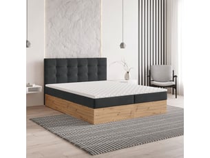 Lit avec rangement 140x200 cm <strong>MASSENO</strong>  <strong></strong> coloris gris