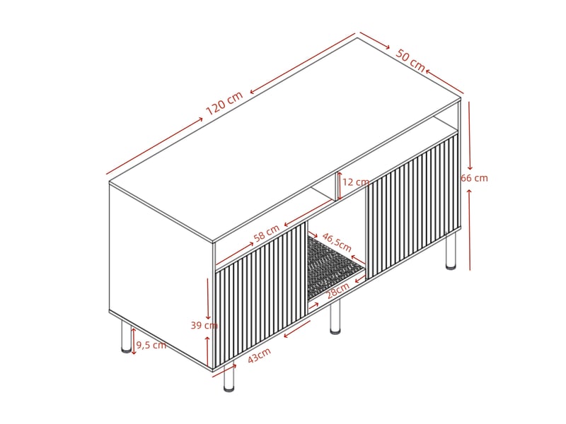  Meuble tv blanc pour litière féline 120 cm, rangement à 2 emplacements et tapis collecteur inclus, discret  - Conforama C