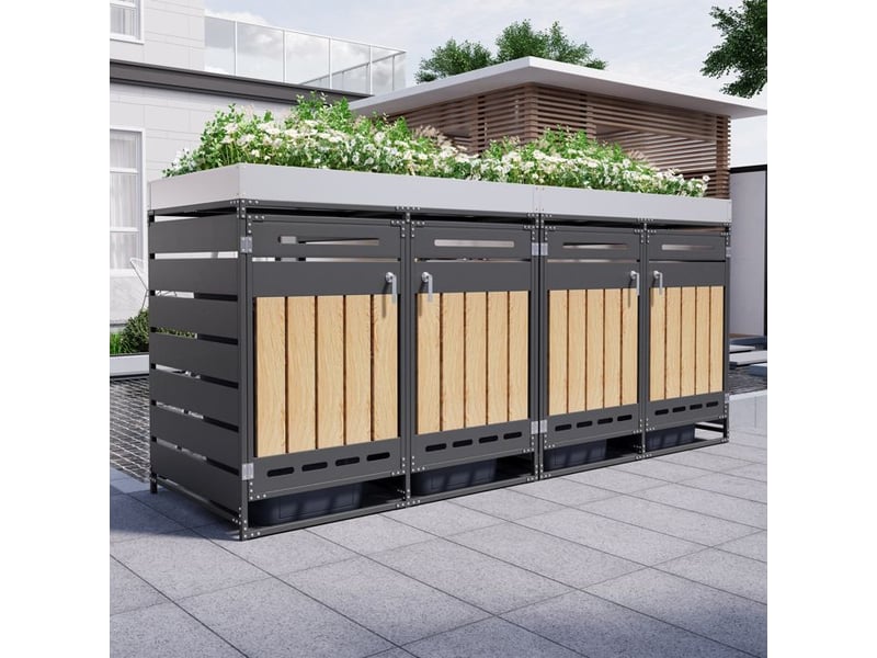  Armoire de rangement de jardin - bac à plantes intégré - lamelles de bois verticales - ventilation optimale 262x79x120cm - Conforama E