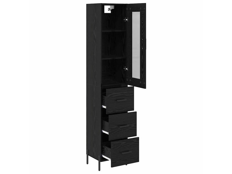  Buffet - haut armoire chêne noir 34,5 x 34 x 180 cm bois d'ingénierie  - Conforama E