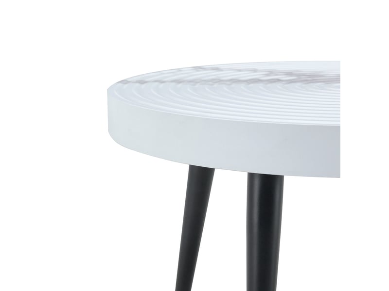  Table basse ronde effet marbre rainures à anneaux annuels pieds métalliques réglables usage polyvalent table stable  - Conforama D