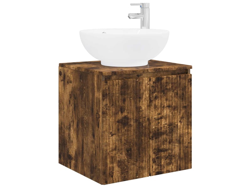  Vanité de lavabo mural, meuble de rangement chêne fumé 49.5x44.5x65 cm shl1065  - Conforama A