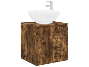 Vanité de lavabo mural, meuble de rangement chêne fumé 49.5x44.5x65 cm shl1065