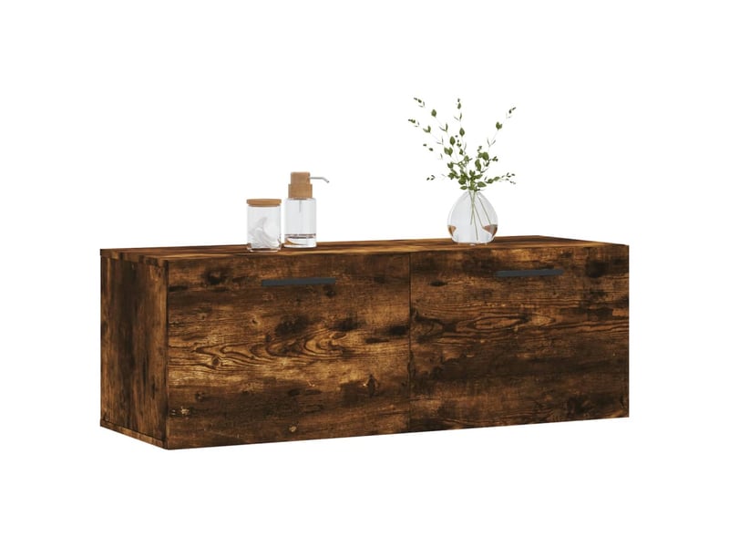  Armoire murale salon chêne fumé 100x36,5x35cm bois d'ingénierie shl377  - Conforama C