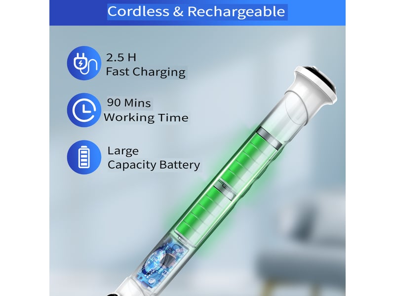  Brosse de nettoyage électrique sans fil 450 trmin avec 5 têtes interchangeables et manche télescopique  - Conforama C