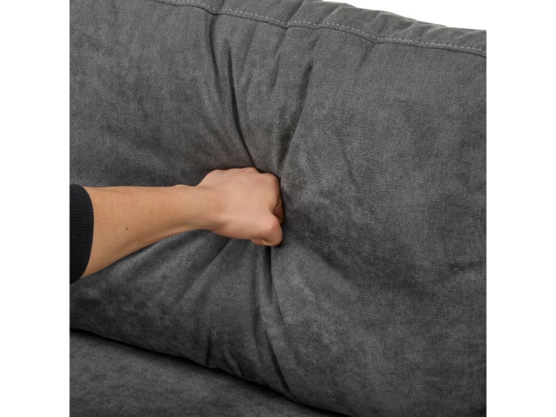 Canapé d'angle convertible réversible, tissu oxford gris foncé avec coffre de rangement, port usb intégré & étagère pour salon - 214x131cm - Conforama E