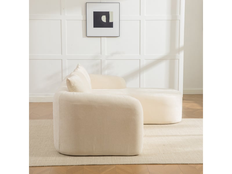  Canapé modulaire en chenille convertible 3 places beige - sans assemblage, base antidérapante  - Conforama W