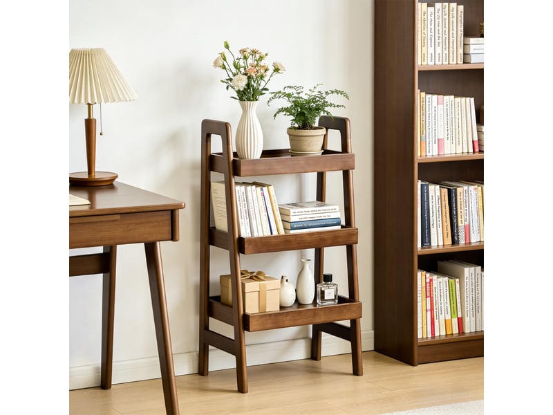  Étagère échelle bois massif 3 niveaux - bout de canapé noyer autoportant pour salon et chambre  - Conforama W