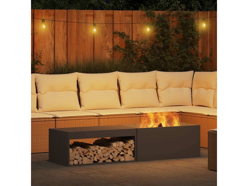  Brasero exterieur, foyer noir 160x45x35 cm acier patiné  - Conforama D