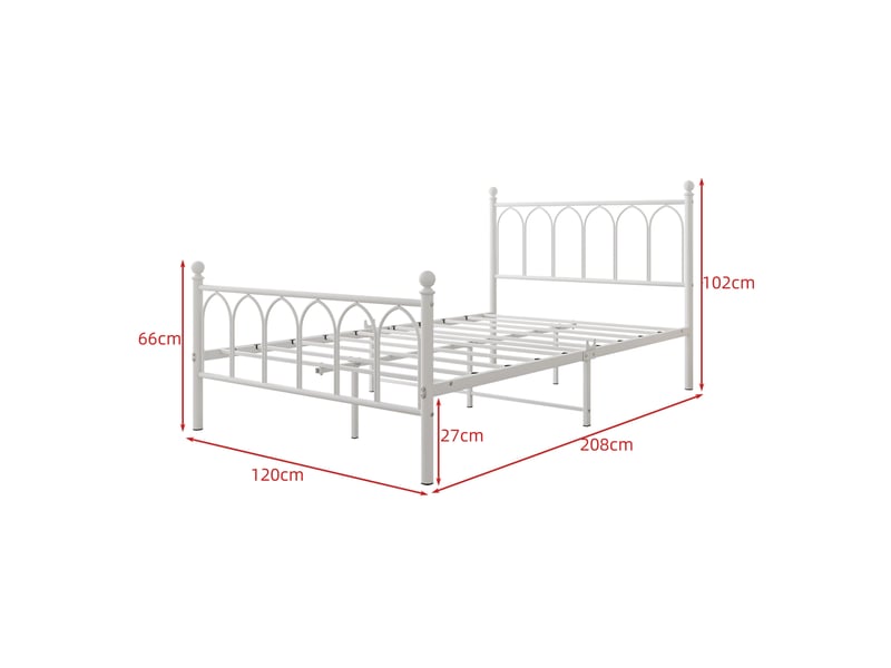  Lit 120 x 200 cm avec cadre métallique blanc, led et station de charge usb  - Conforama E
