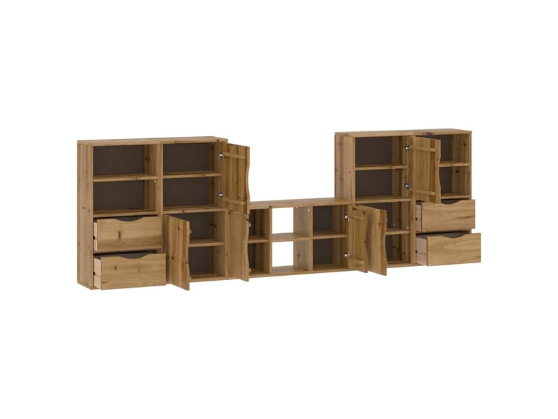  Meubles tv - banc tv - meuble de rangement 5 pcs avec rangement odda bois de pin massif  - Conforama E
