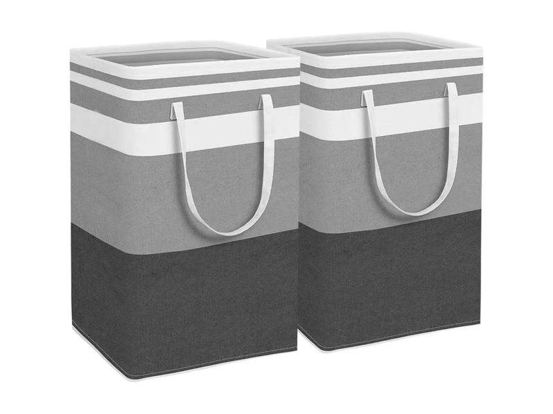 Lot de 2 paniers à linge grands, imperméables et pliables, avec poignées extensibles, 75 l, gris dégradé (linge, jouets)  - Conforama A