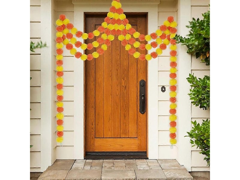  Guirlande de 5 œillets d'inde décoratifs, 1,5 m d'œillets d'inde artificiels, décorations de diwali pour la maison, fleurs orange.  - Conforama D