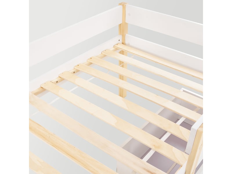 Lit enfant 90x200 cm avec 2 tiroirs et protection antichute, blanc - Conforama D