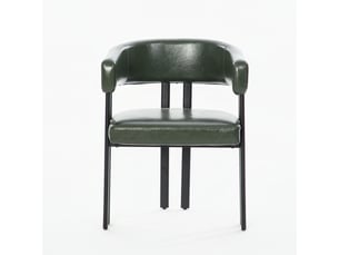 Chaise de salle à manger moderne en cuir synthétique – dossier incurvé, accoudoirs, tonneau métal, cuisine & restaurant