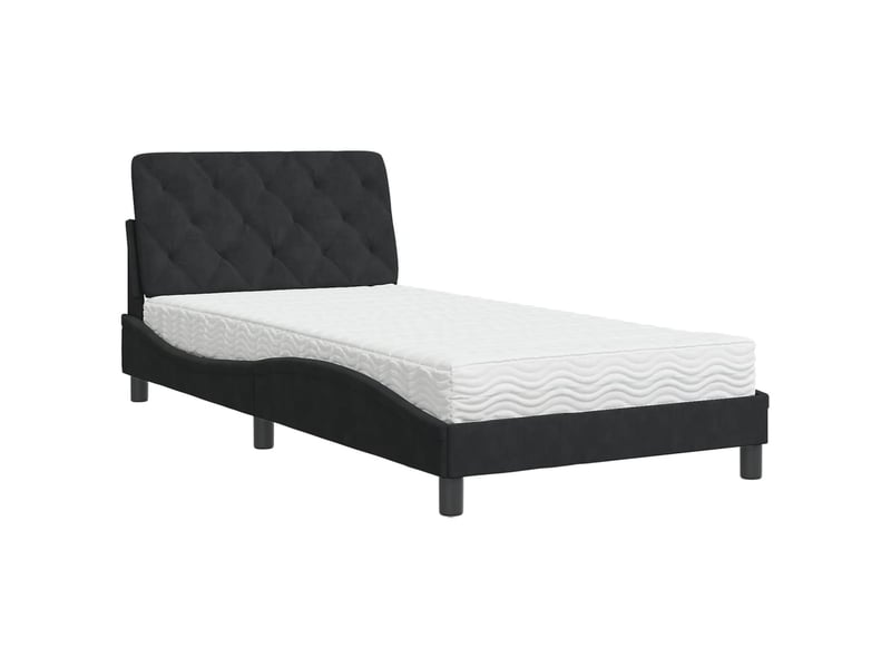 Lit avec matelas noir 100x200 cm velours - Conforama D