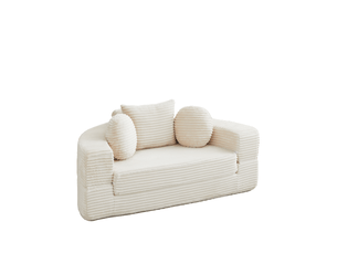 Canapé droit convertible <strong></strong> <strong></strong> 2 places Velours côtelé beige