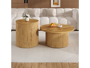 Table basse rond(e) coloris naturel <strong>MERAX</strong> <strong>table basse naturel</strong> - 75 cmx75 cm