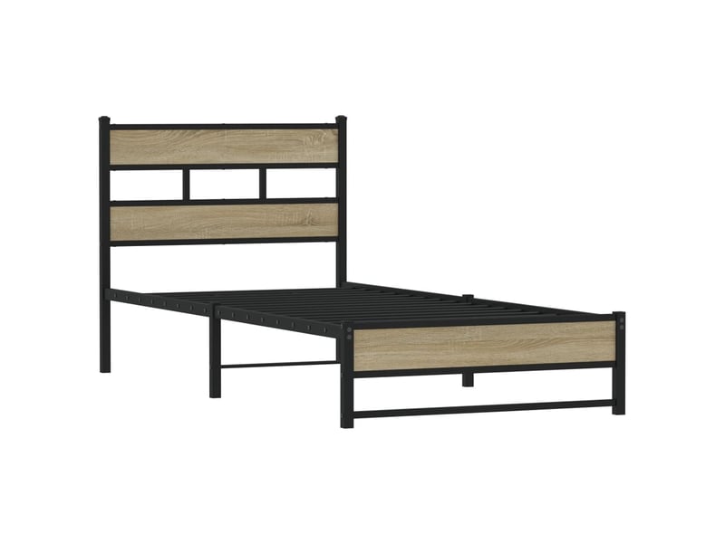  Lit simple- lit adulte -  cadre de lit en métal sans matelas chêne sonoma 80x200 cm  - Conforama B