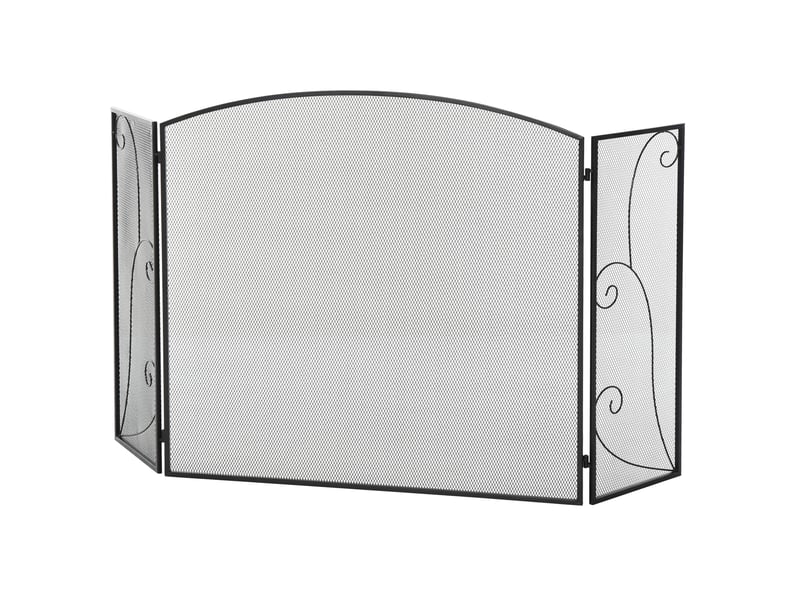  Pare-étincelles élégant pour cheminées ou poêles. Pare-étincelles pliable en trois parties. Dimensions : 132,5 cm (l) x 76,5 cm (h), acier noir  - Conforama B