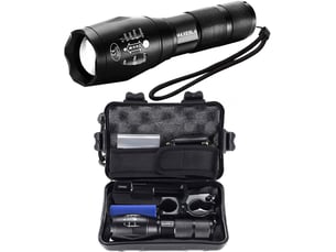 Ensemble lampe torche led haute puissance, lampe torche led rechargeable 2000 lumens, lampe torche tactique 5 modes avec batterie 18650