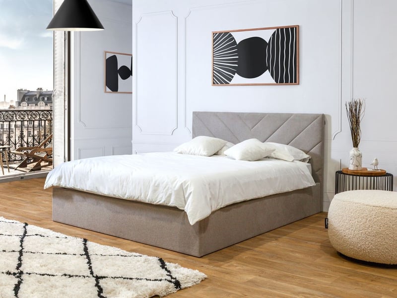  Bobochic lit coffre romane gris clair 160x200 ROMANE - Conforama B