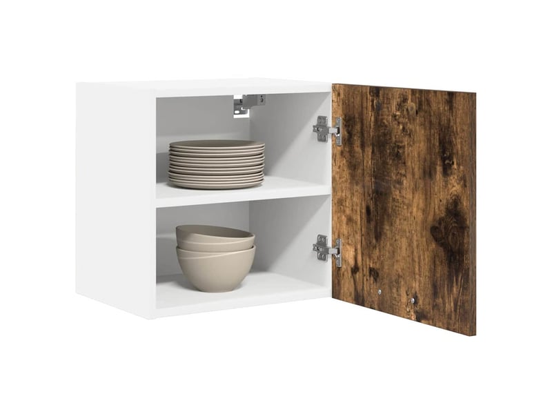  Meuble de rangement cuisine, armoire suspendue chêne fumé et blanc 40x31x40cm  - Conforama C