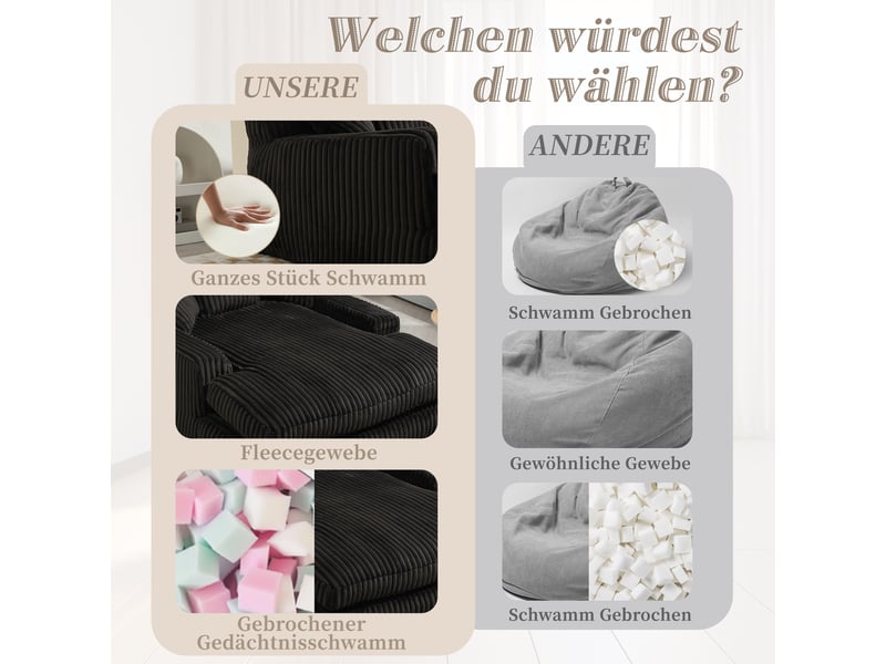 Canapé convertible, canapé-lit – style cloud, en velours tricoté, noir, coussins inclus, 1 place - Conforama C