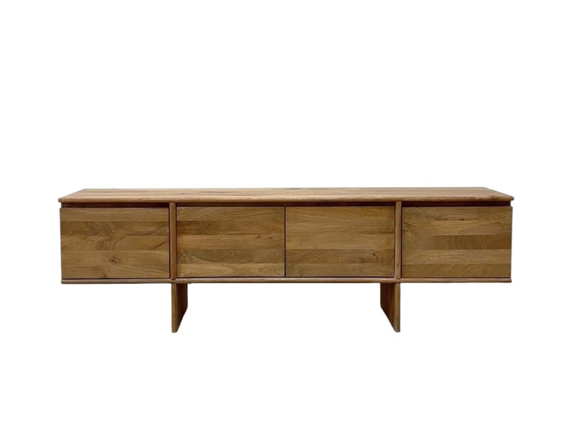  Meuble tv à 4 portes en bois de manguer masif naturel  - Conforama A