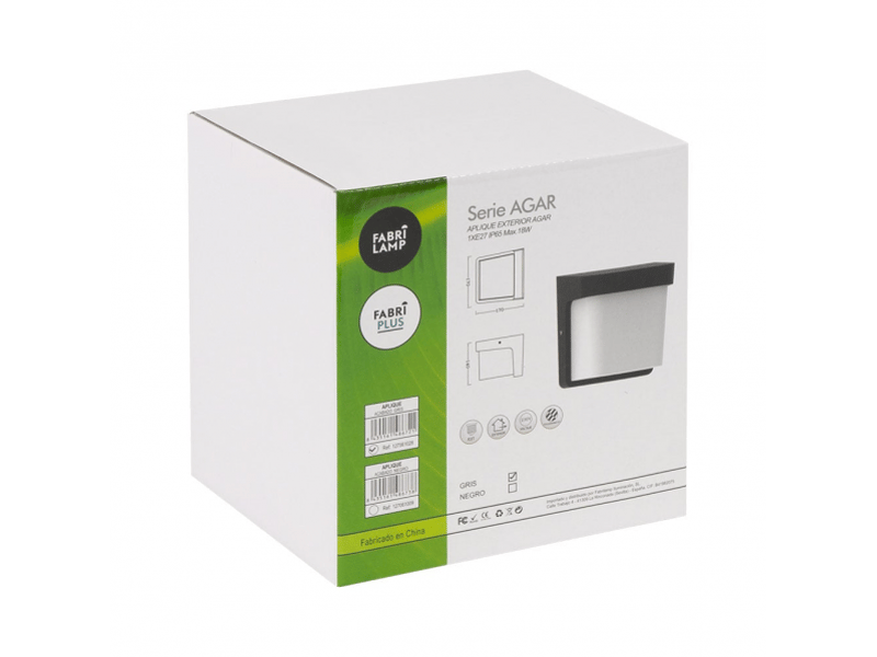 Applique extérieure fabrilamp agar coloris noir 1 x e27 ip65 17 x 17 x 14 cm 127061009 - Conforama C