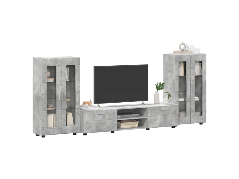  Ensemble meuble tv - banc tv - meuble de rangement florin 3 pcs gris béton bois d'ingénierie  - Conforama C
