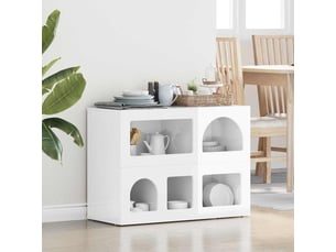 Buffet - bahut - meuble de rangement elst blanc brillant 80,5 x 35 x 59 cm bois d'ingénierie