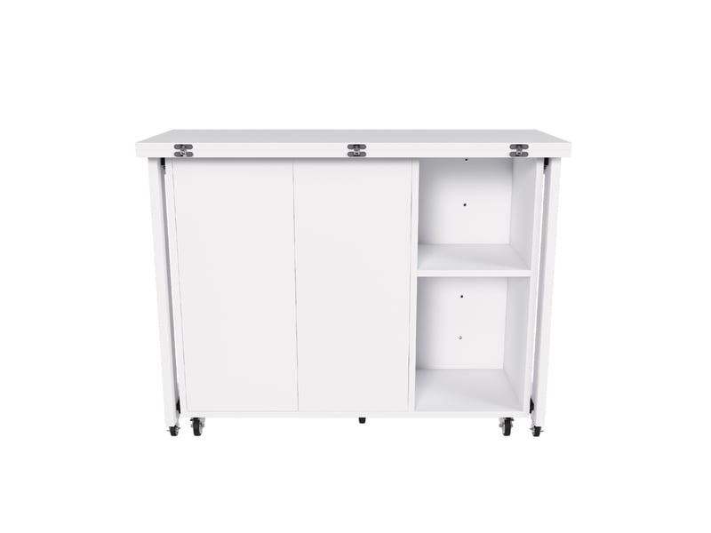 Desserte de cuisine pliable mobile avec 2 portes, 2 étagères et roulettes verrouillables blanc 100 × 105 × 75 cm - Conforama A