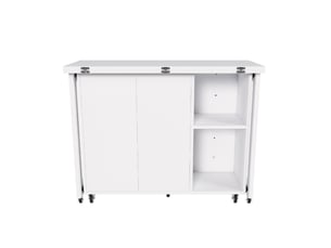 Desserte de cuisine pliable mobile avec 2 portes, 2 étagères et roulettes verrouillables blanc 100 × 105 × 75 cm