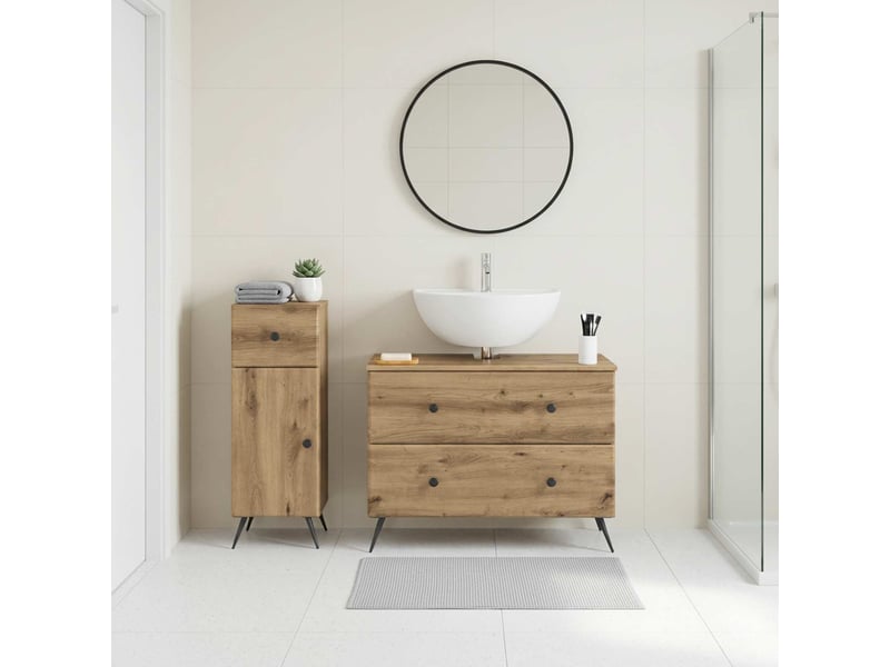  Ensemble de 2 meubles de salle de bain breda chêne artisanal cf63088  - Conforama B