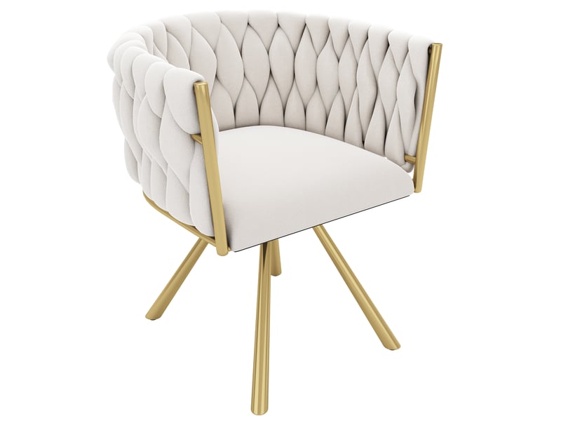  Lot de 4 chaises de salle à manger pivotantes,59x54x72 cm,velours,beige et doré  - Conforama D