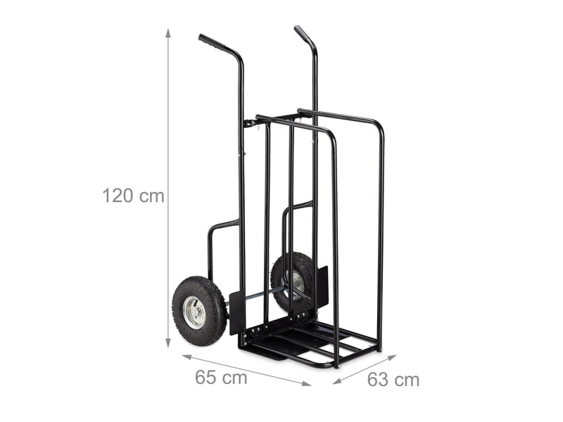  Chariot de transport pour bûches avec poignées 90 x 50 x 70 cm idéal rangement extérieur en métal noir 13_0006341  - Conforama B