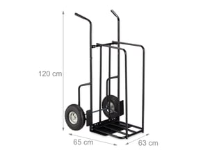 Chariot de transport pour bûches avec poignées 90 x 50 x 70 cm idéal rangement extérieur en métal noir 13_0006341