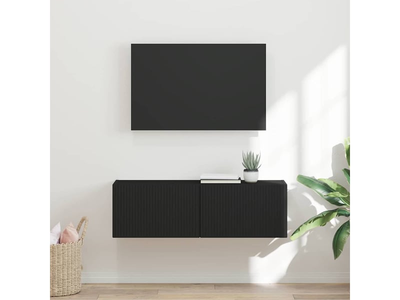  Meuble tv mural 98x31x29,5 cm noir bois d'ingénierie  - Conforama B