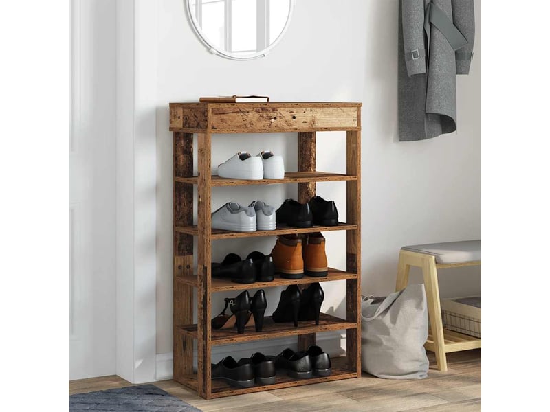  Meuble à chaussures, étagère à chaussures vieux bois 60x30x98 cm bois d'ingénierie  - Conforama C