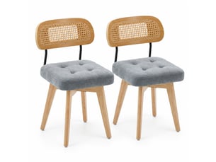 Lot de 2 chaises pivotantes 360° rotin et chenille grise, h77 cm