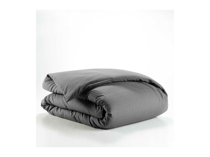  Housse de couette 1 personne 140 x 200 cm uni 57 fils lina anthracite  - Conforama B