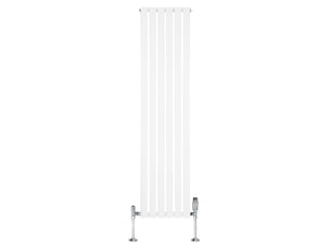 Radiateur plat à 1 colonne & vannes 1800 x 420 mm en acier blanc chauffage centrale moderne verticale monté sur mur cuisine salle de bain [brosse de