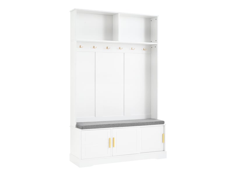 Portemanteau avec banc et rangement 120 x 191 cm en panneau de particules blanc - Conforama D